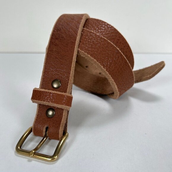Handmade Leather Belt Vegetable Tanned Brass Buckle - Picture 2 of 8